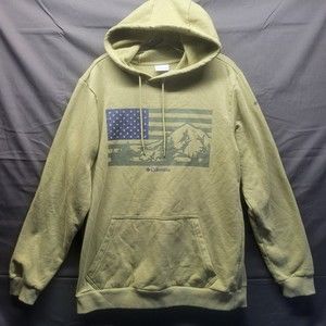 Columbia Men's Country Logo Hoodie, Savory/Us Hood Flag Sz Medium